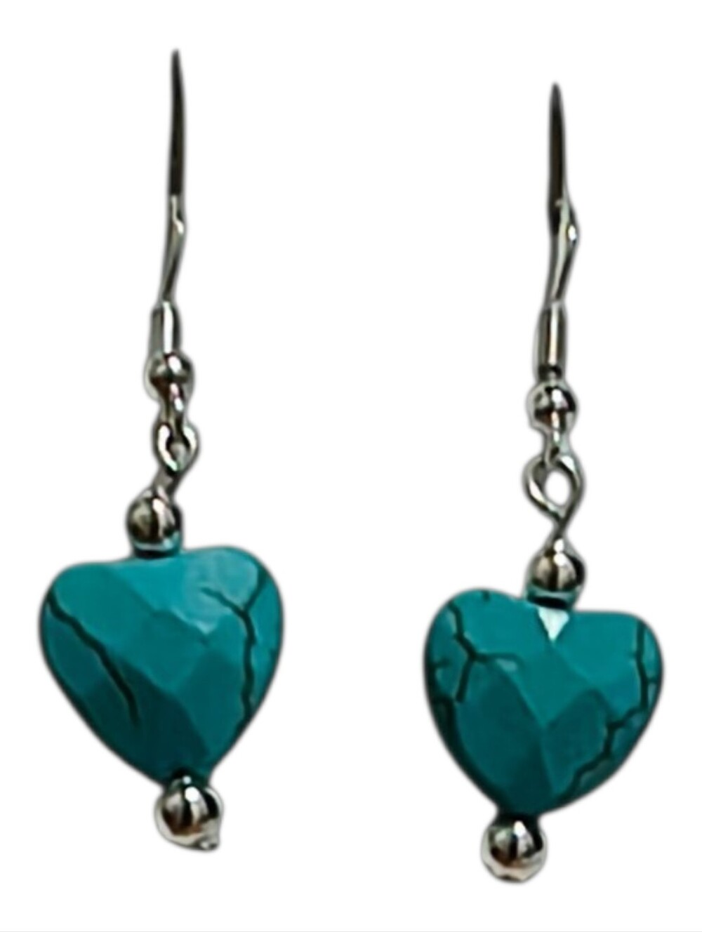 Hand Crafted Turquoise Heart Dangle Earrings